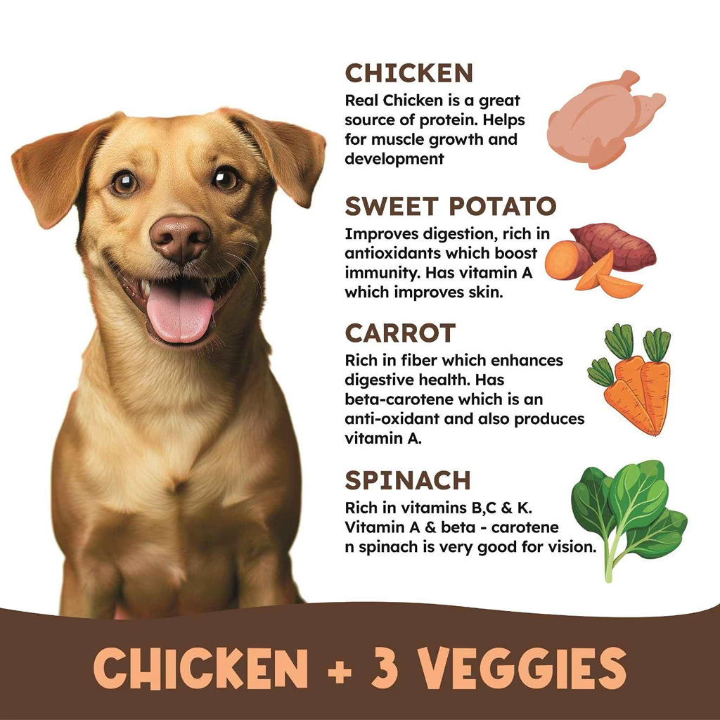 Chicken Sticks with Sweet Potato , Spinach & Carrots- Gluten Free (180 gms)