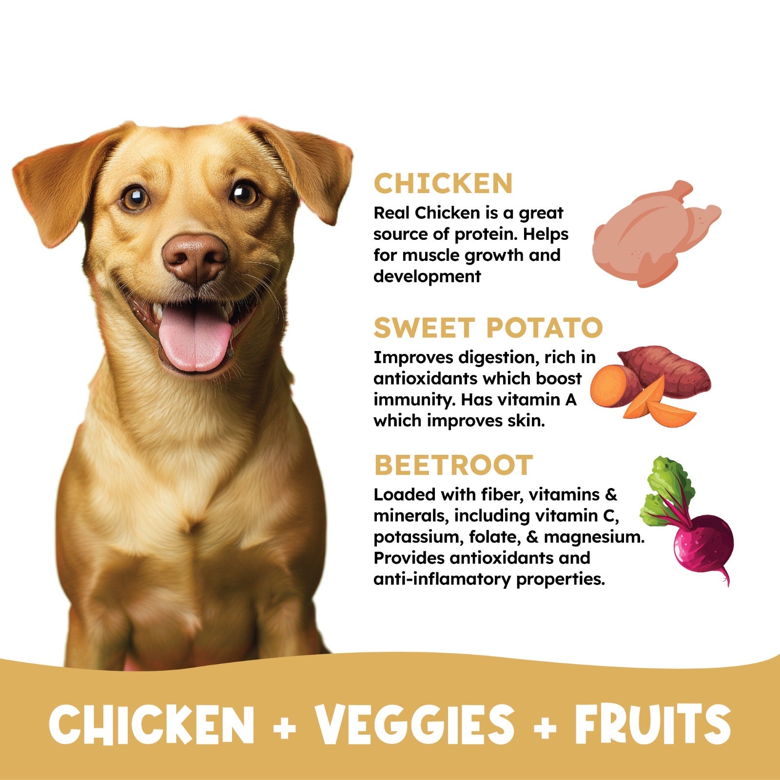 Chicken Lollipop with Beetroot - Dog treat with Chicken and Beetroot top with Sweetpotato base ( 115 gms)