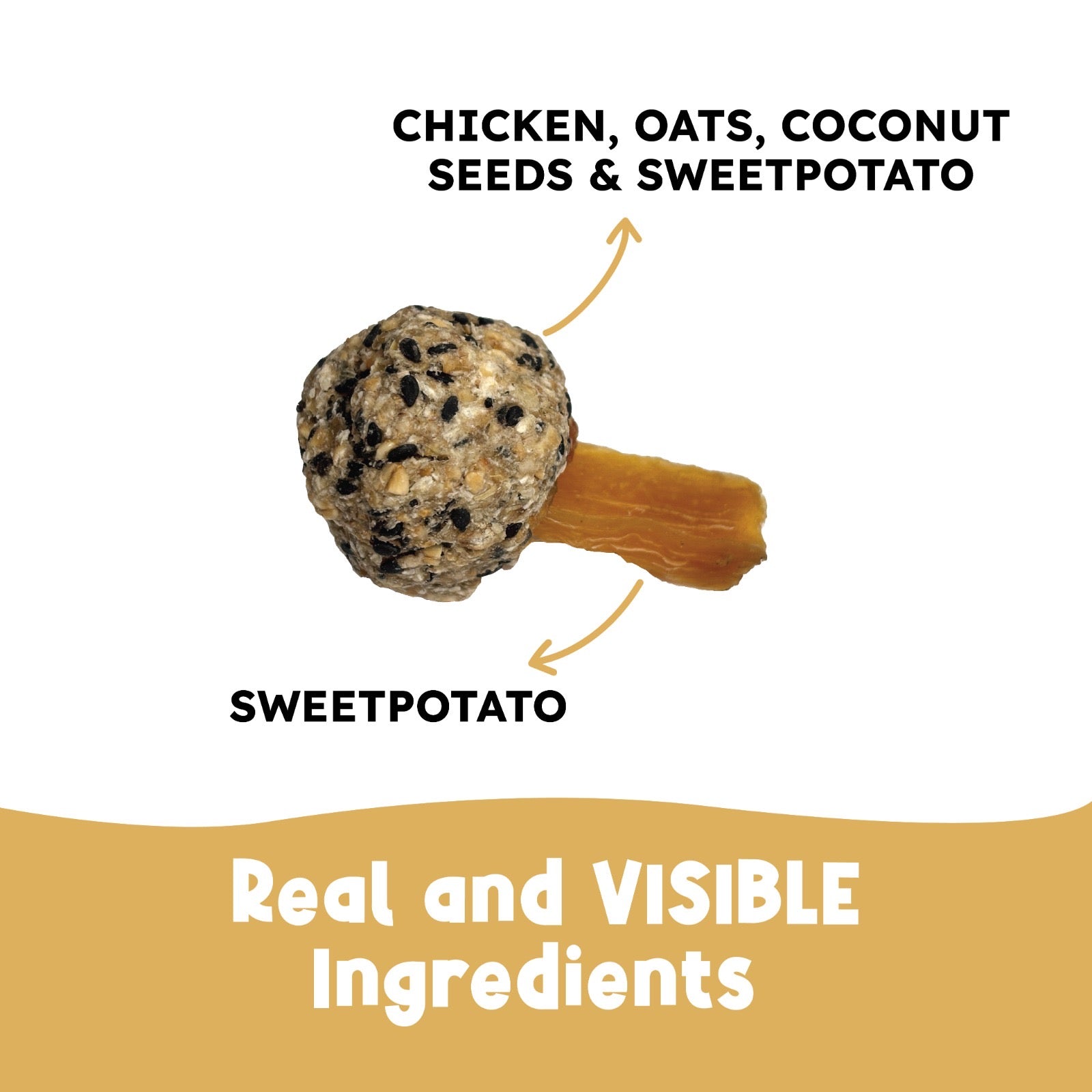 Chicken Lollipop with Oats and Seeds - Dog treat with Chicken and Oats top with SweetPotato base (115 gm)