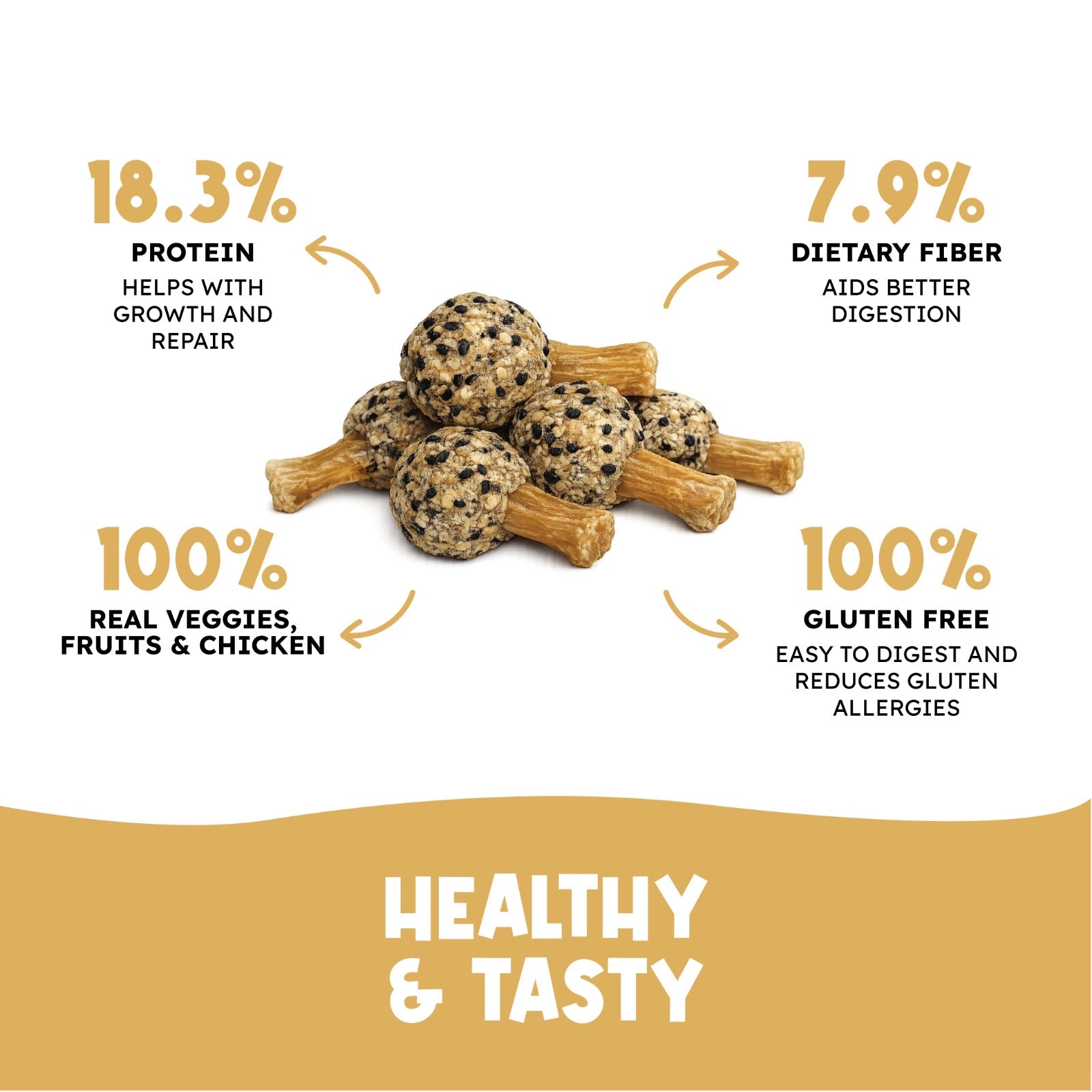 Chicken Lollipop with Oats and Seeds - Dog treat with Chicken and Oats top with SweetPotato base (115 gm)