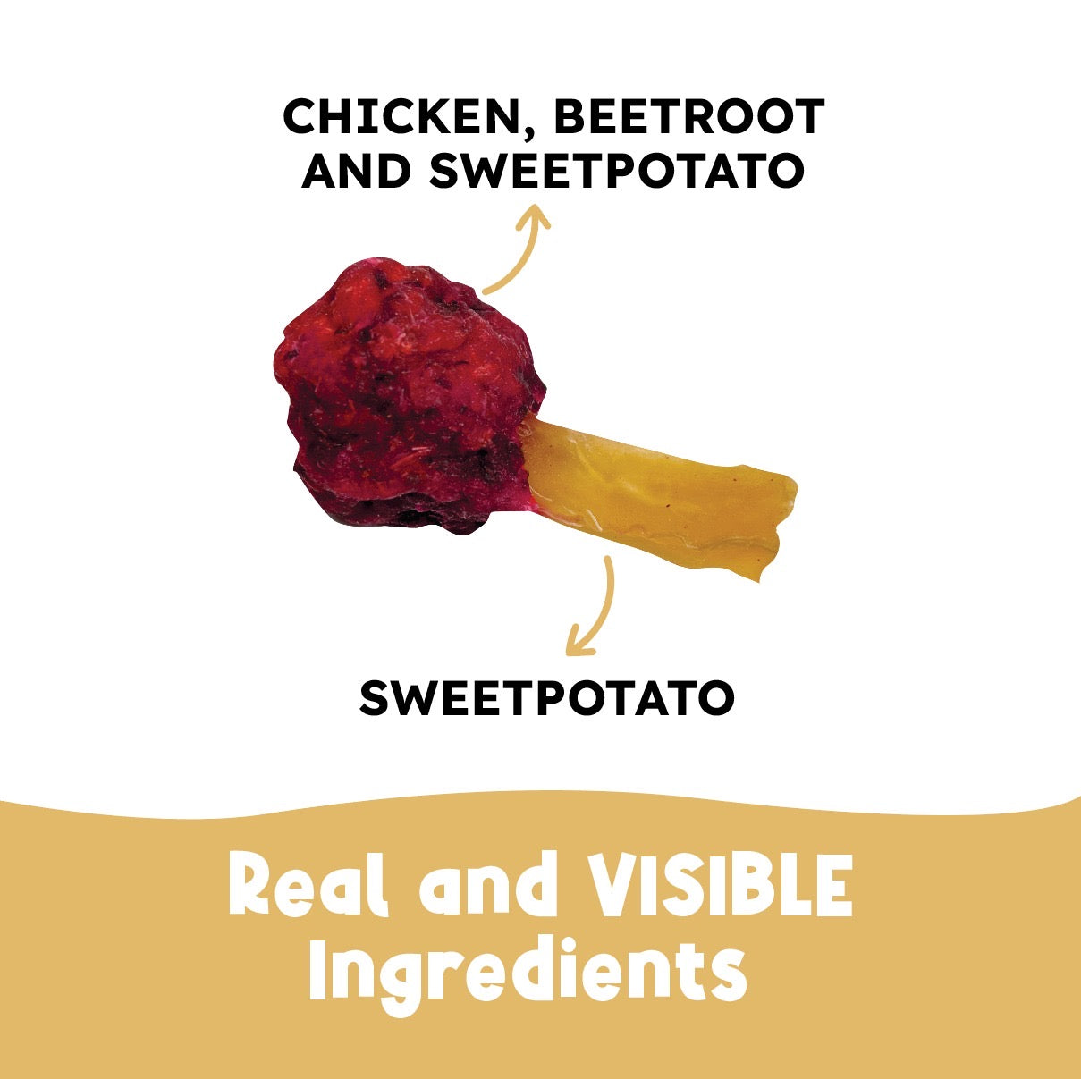 Chicken Lollipop with Beetroot - Dog treat with Chicken and Beetroot top with Sweetpotato base ( 115 gms)