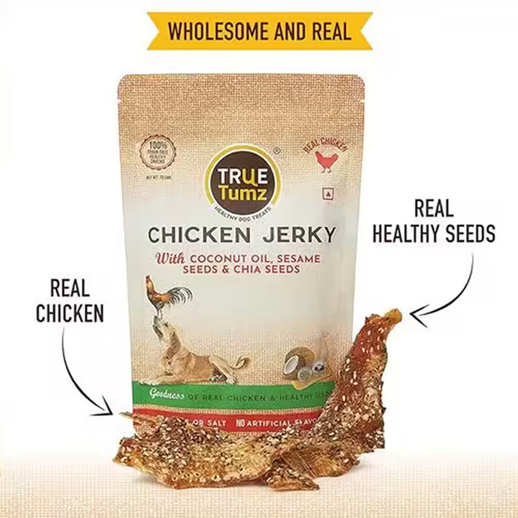 TrueTumz Real Chicken Jerky with Chia Seeds & Sesame Seeds