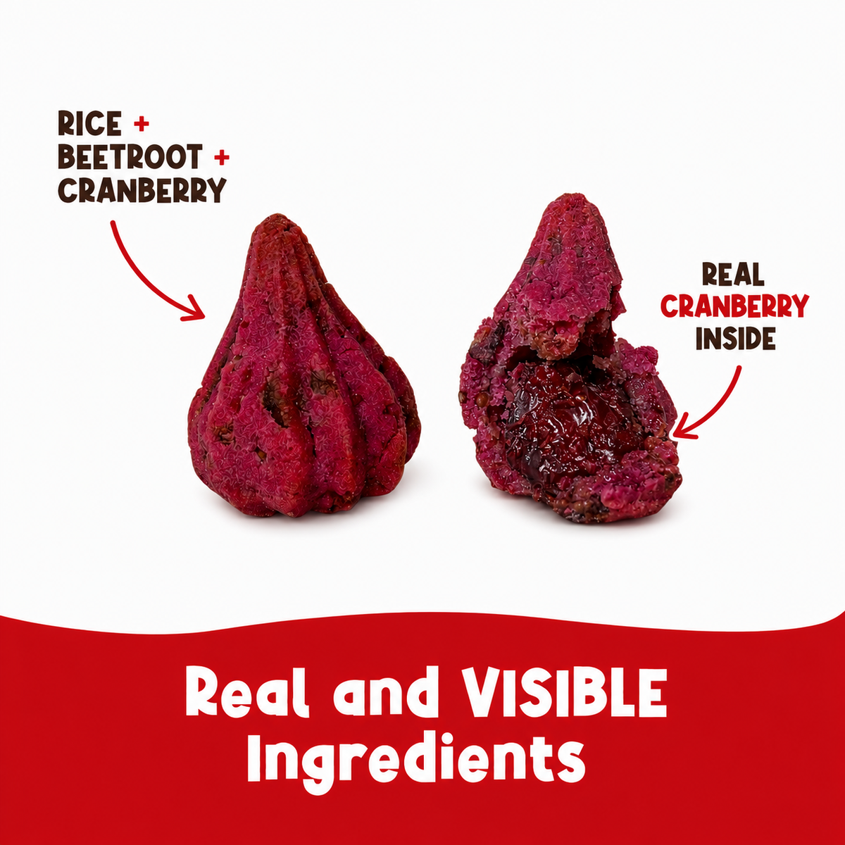 Doggy Modak - Festive treats made with Cranberry , Rice and Beetroot. No added sugar or fillers (125 gms)