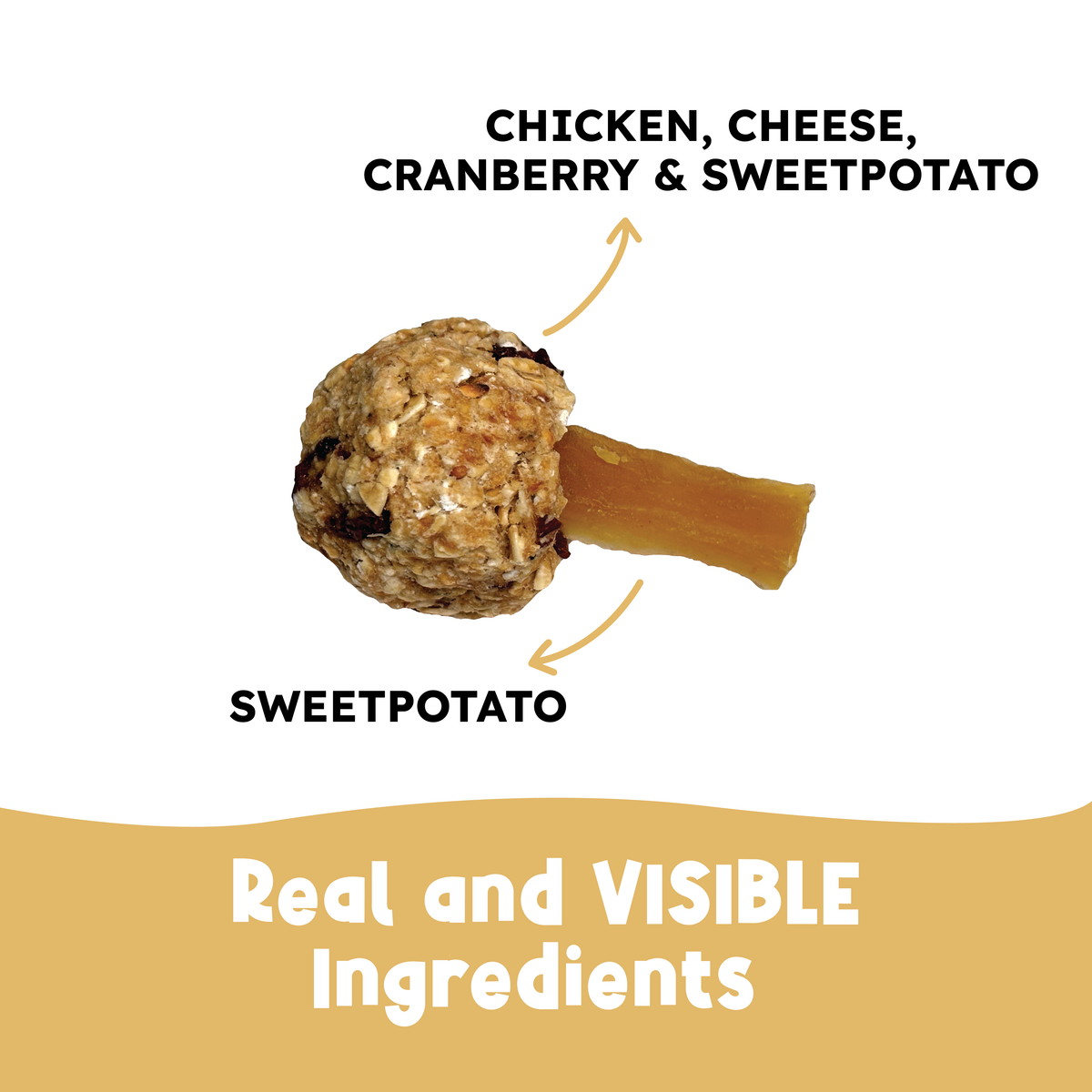 Chicken Lollipop with  Cheese and Cranberry -Dog Treat with Chicken, Cheese, Cranberry top with Chewy SweetPotato base (115 gms)