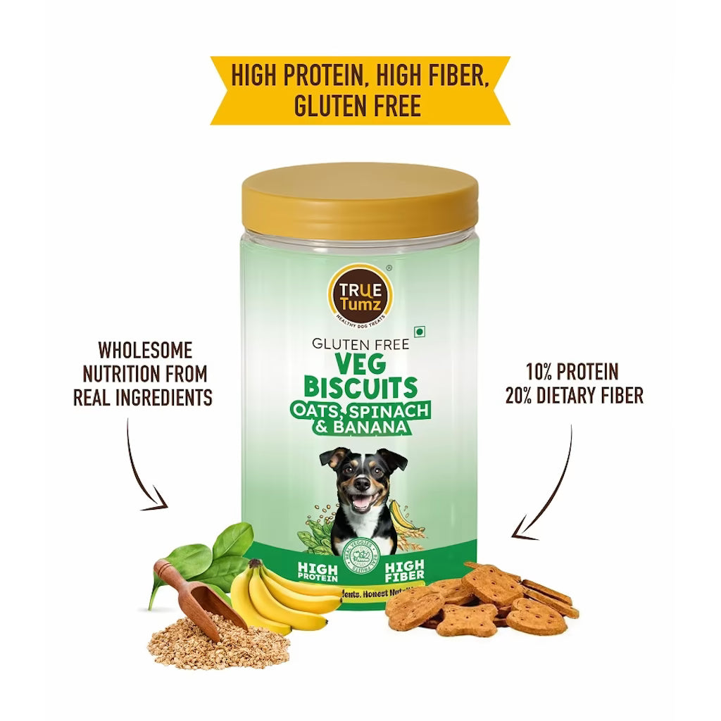 Pack of 2 - Veg Dog Biscuits with Oats , Spinach and Banana (275 gms +275 gms)