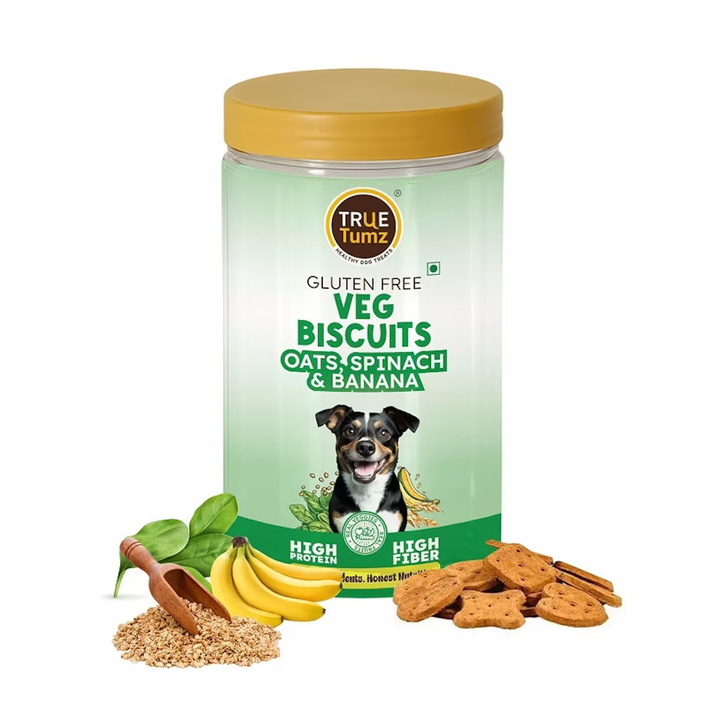 Veg Dog Biscuits with Oats , Spinach and Banana (275 gms)