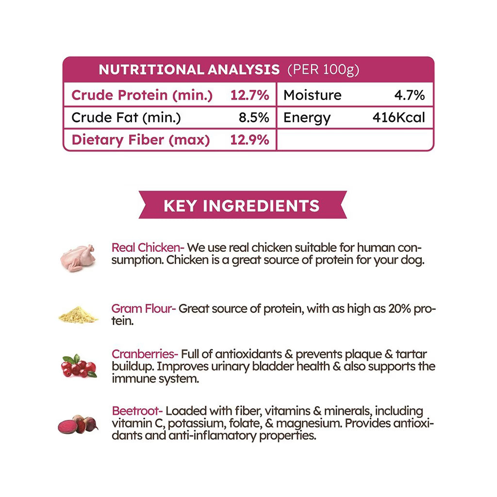 Gluten Free Chicken Biscuit with Cranberries and Beetroot (275 gms)