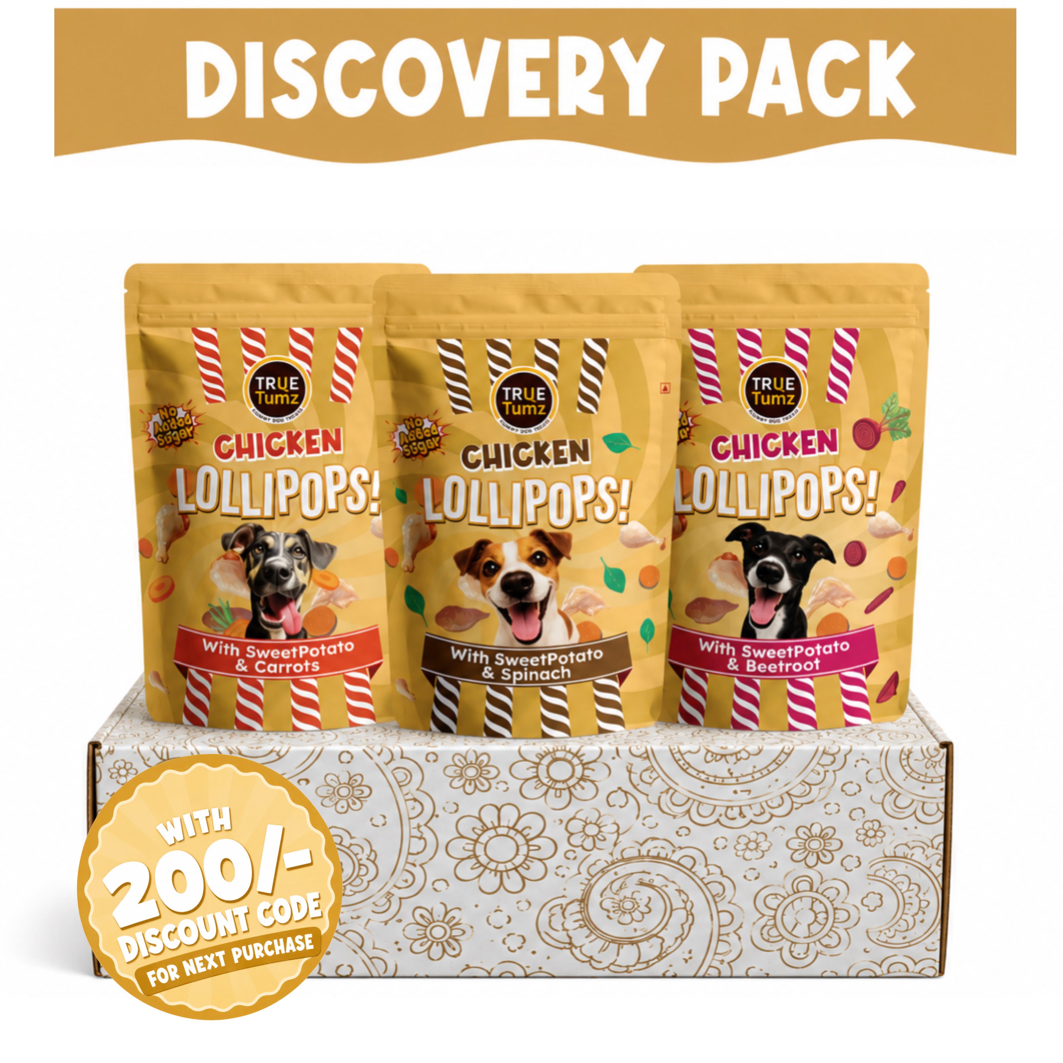 Chicken Lollipops - Discovery Pack - 3 Flavors Assortment - 50 gms x 3
