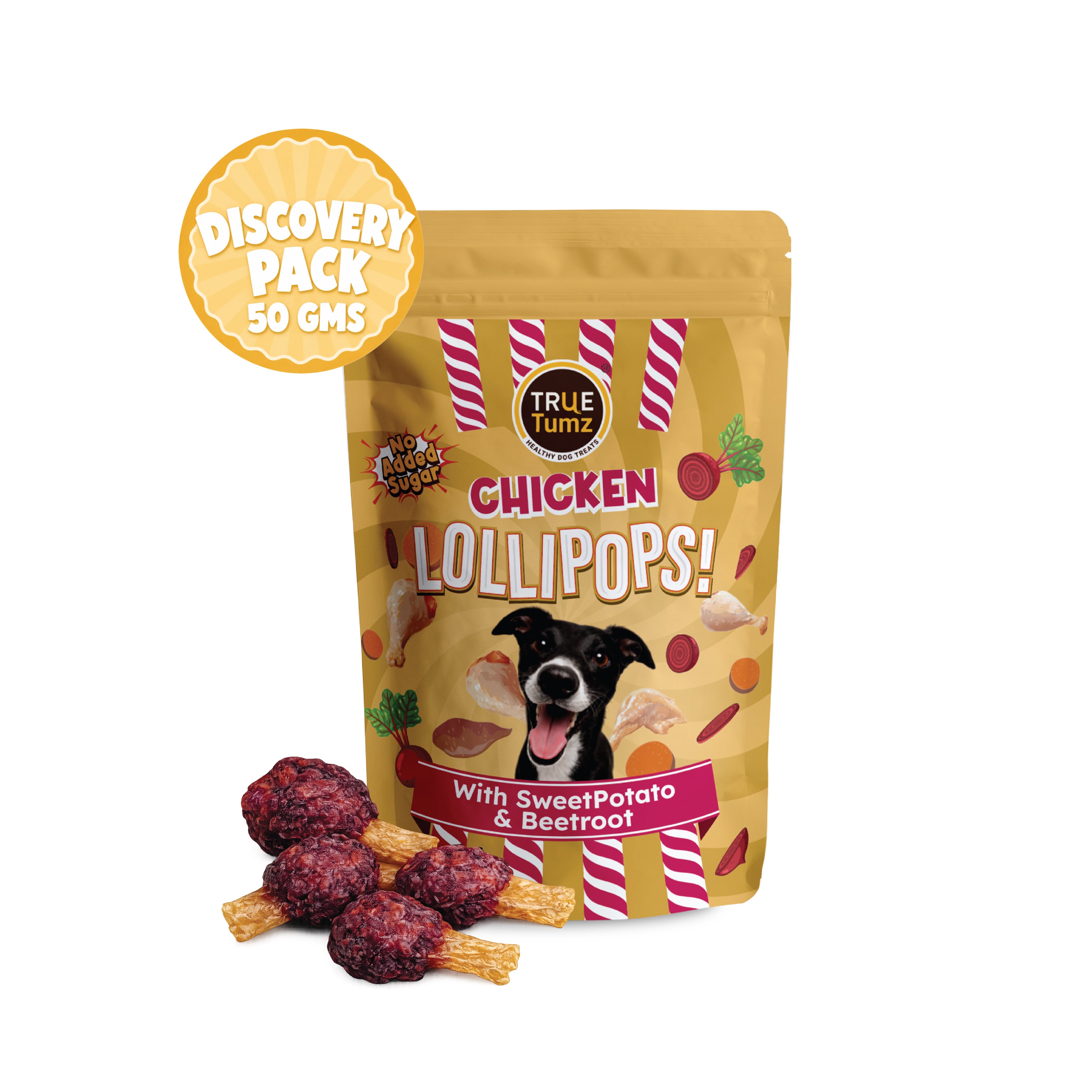 Chicken Lollipop with Beetroot - Discovery Pack - Dog treat with Chicken and Beetroot top with Sweet Potato base ( 50 gms)
