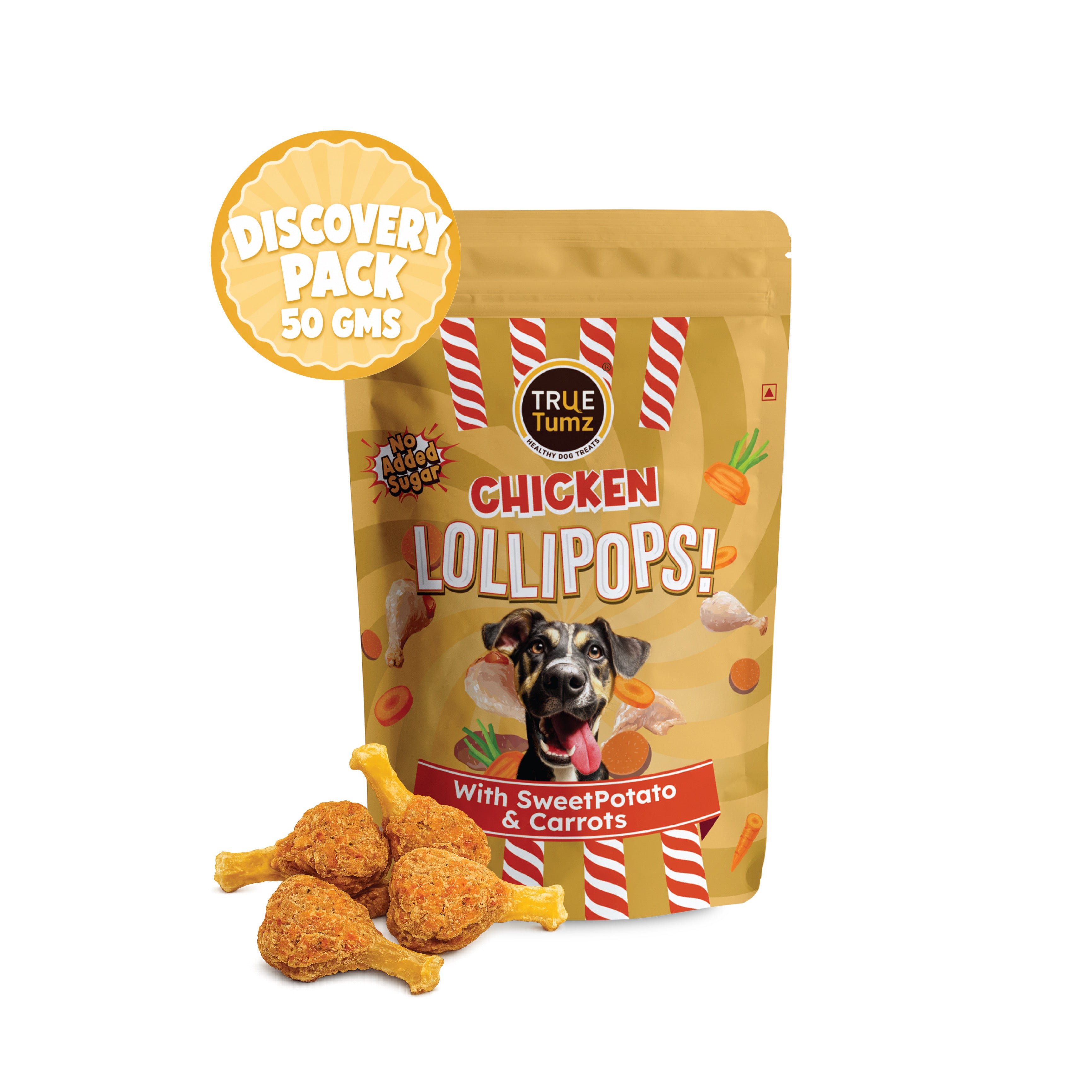 Chicken Lollipop with Carrots -  Discovery Pack - Dog treat with Chicken and Carrots top with SweetPotato base ( 50 gms)