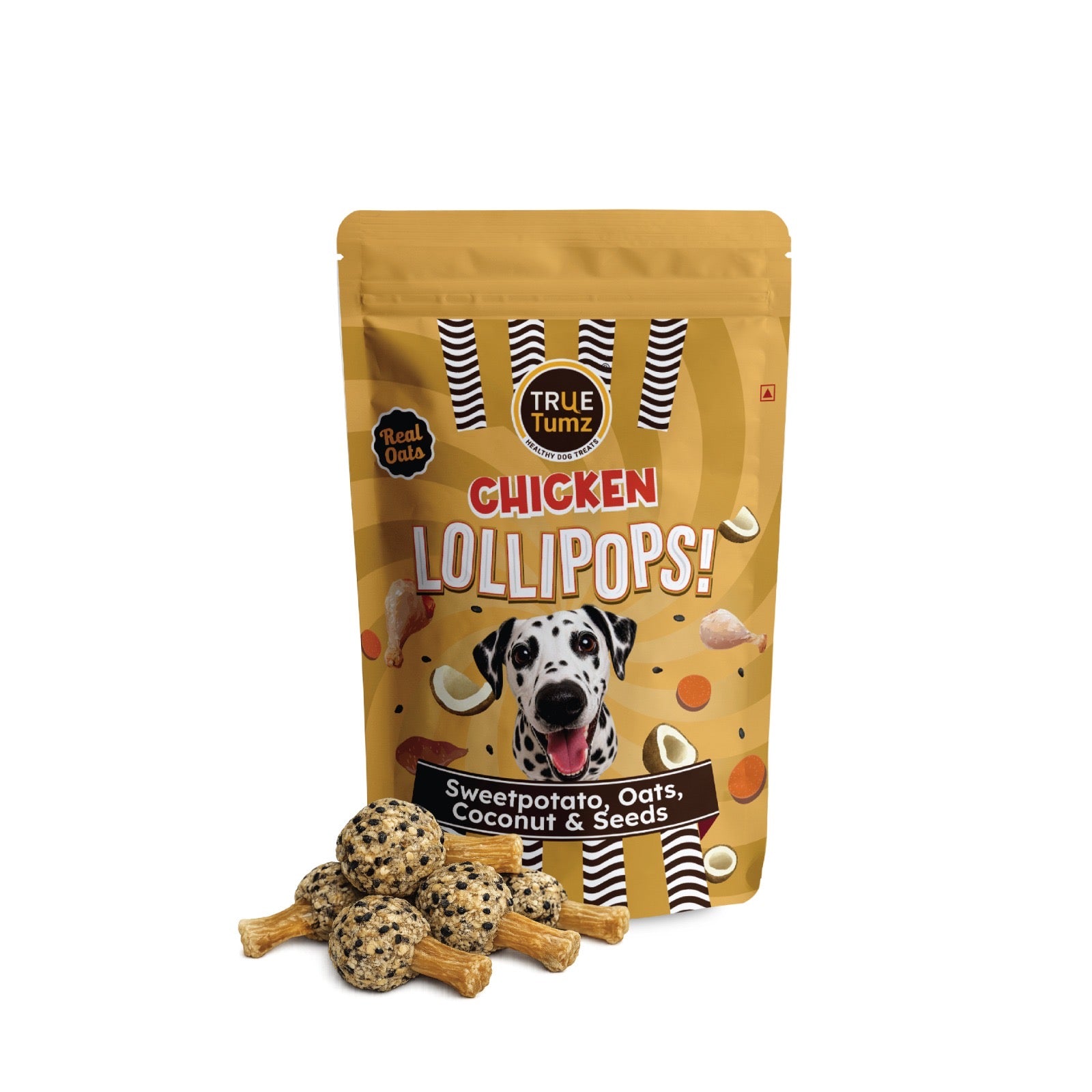 Chicken Lollipop with Oats and Seeds - Dog treat with Chicken and Oats top with SweetPotato base (115 gm)