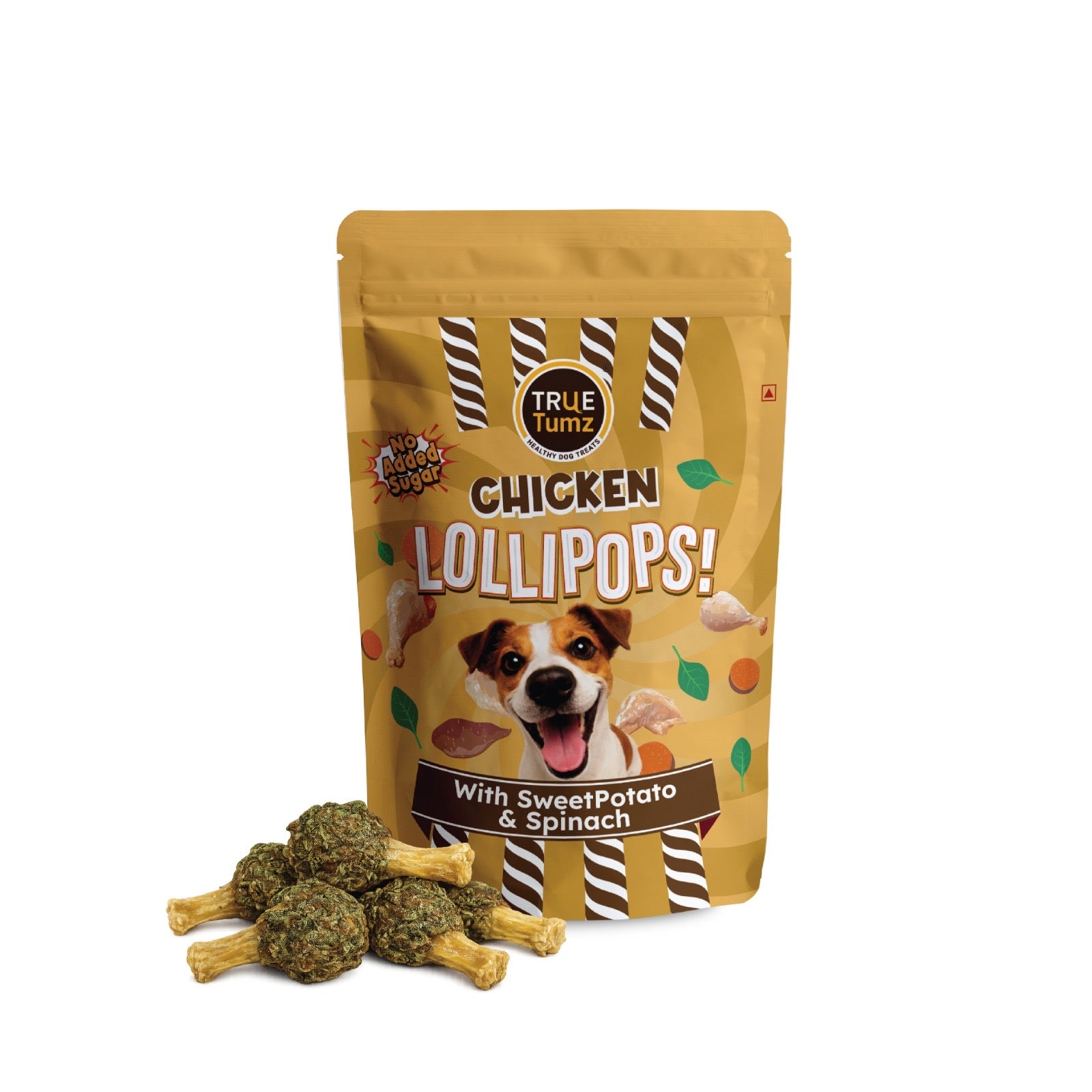 Chicken Lollipop with Spinach -Dog Treat with Chicken and Spinach top with Chewy SweetPotato base (115 gms)