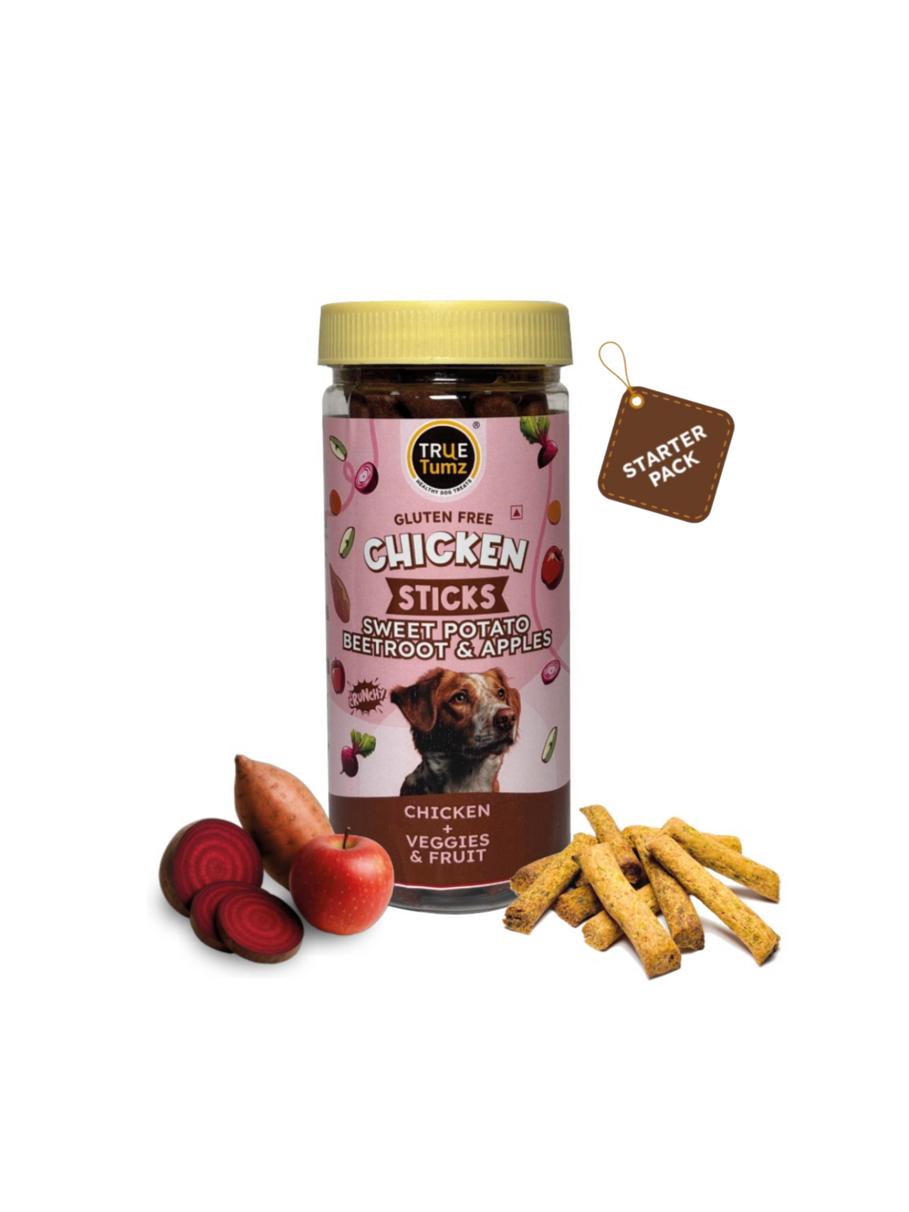 Chicken Sticks with Real Chicken , Sweet Potato, Beetroot & Apples - Crunchy , Tasty , Gluten Free (180 gms)