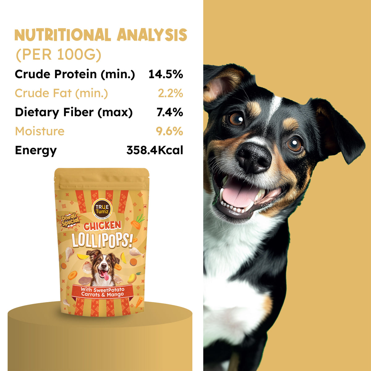Chicken Lollipop Diwali Special – Dog Treat with Chicken, Carrots & Sparkles of Real Mango (115 g)