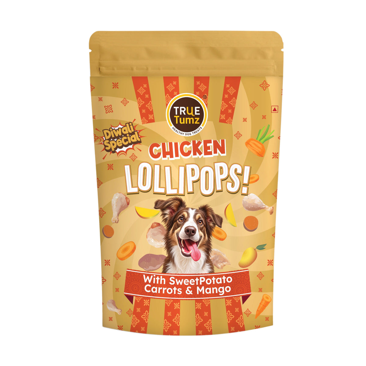 Chicken Lollipop Diwali Special – Dog Treat with Chicken, Carrots & Sparkles of Real Mango (115 g)